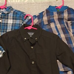 The Children's Place Blue Plaid and Black Kids Button Down Shirts